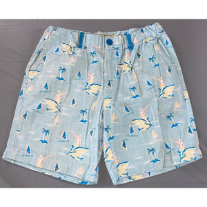 Tipsy Elves Elastic Waist Surfer Riding Shark Chino Shorts Men's Size M